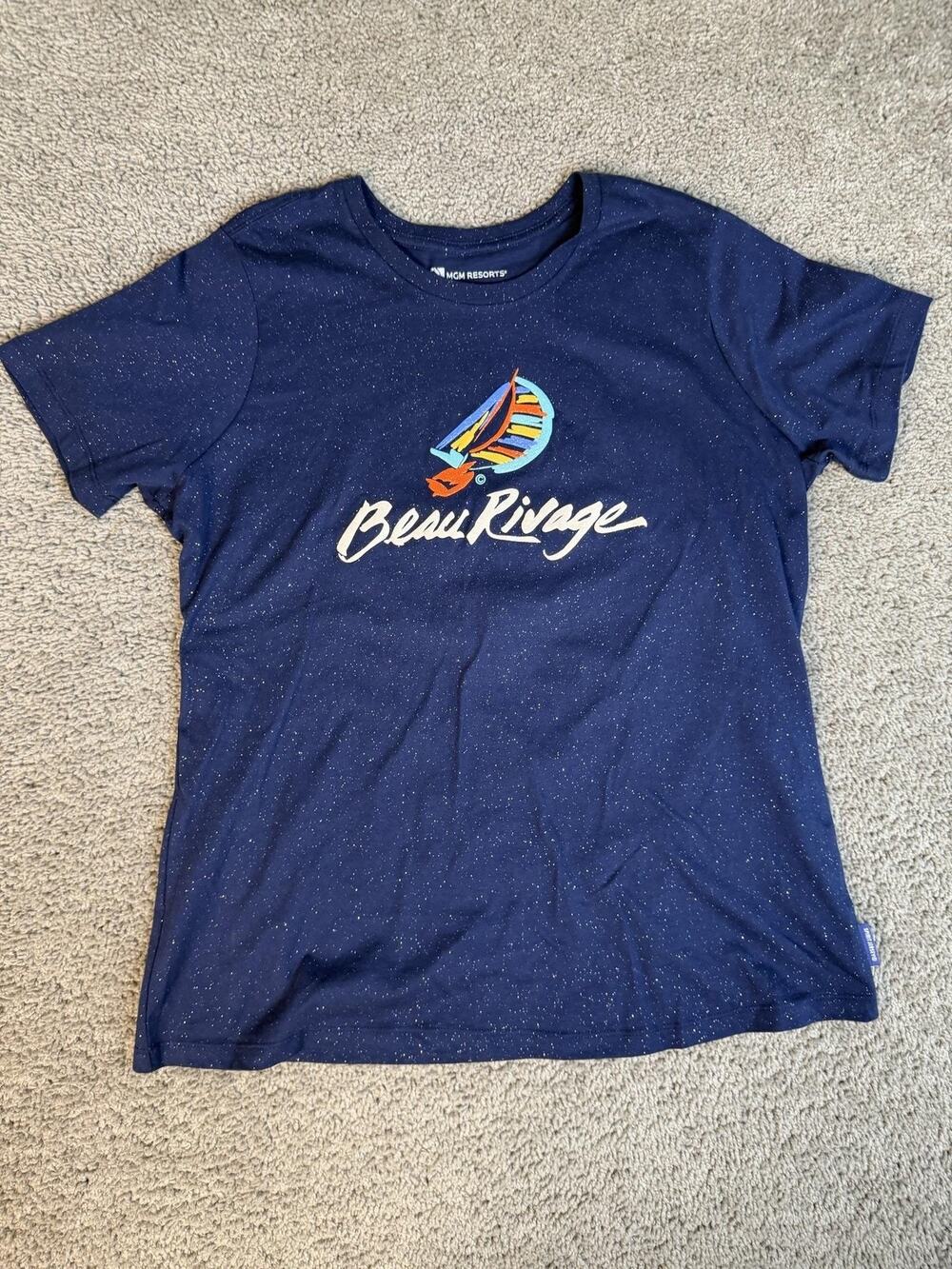 Beau Rivage Shirt Womens XL Blue MGM Resorts Spirit Jersey Glitter